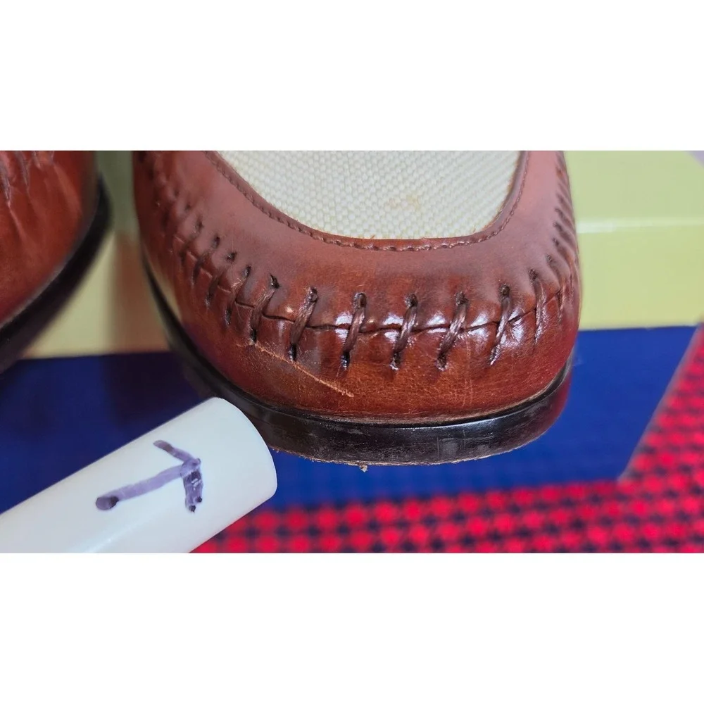 Giorgio Brutini Le Glove Penny Loafers Two Tone Brown Leather Canvas Mens 10M